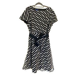 NWT RSVP by Talbots Black & White Floral Fit & Flare Short Sleeve Dress Size 14W